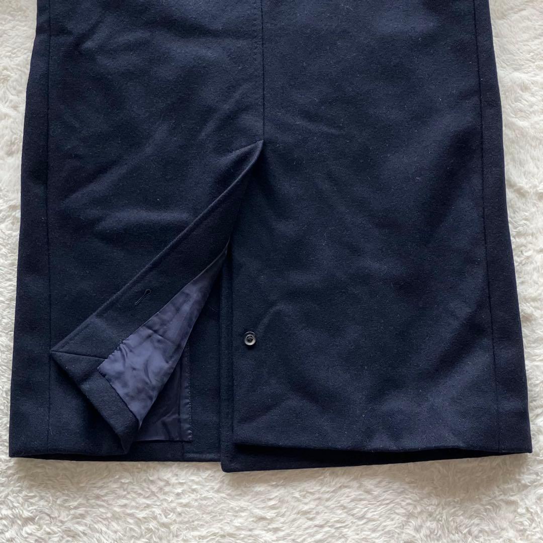 美品 リングヂャケット ウール メルトン ステンカラーコート ネイビー 46