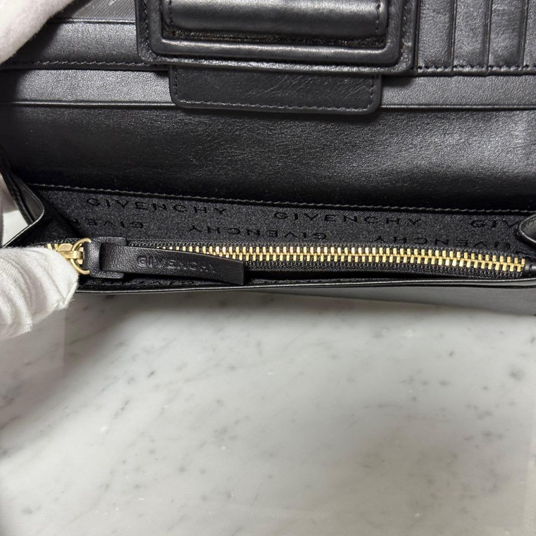 美品 綺麗 GIVENCHY ジバンシー 長財布 ブラック 黒 ロゴ レザー