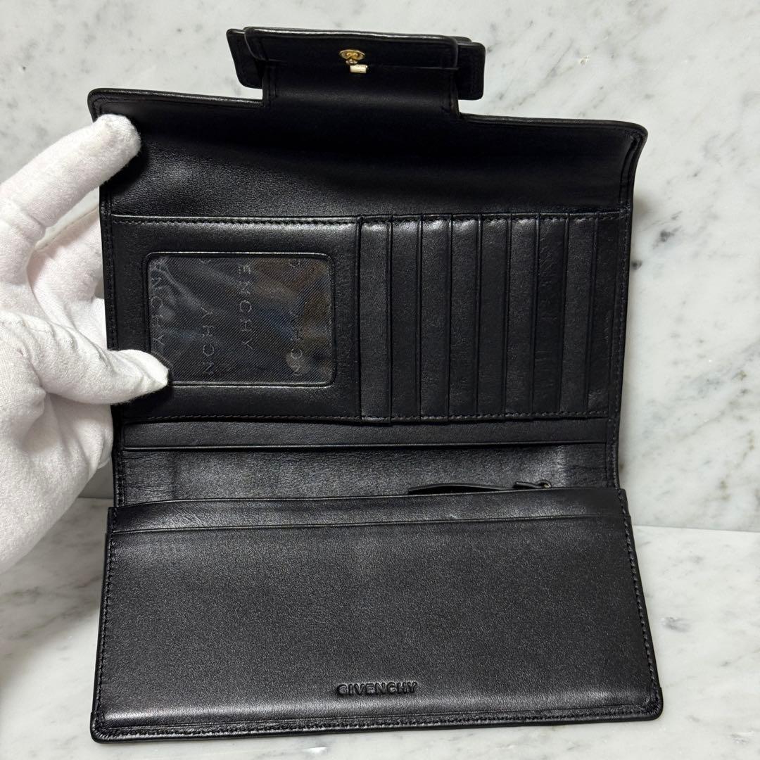 美品 綺麗 GIVENCHY ジバンシー 長財布 ブラック 黒 ロゴ レザー
