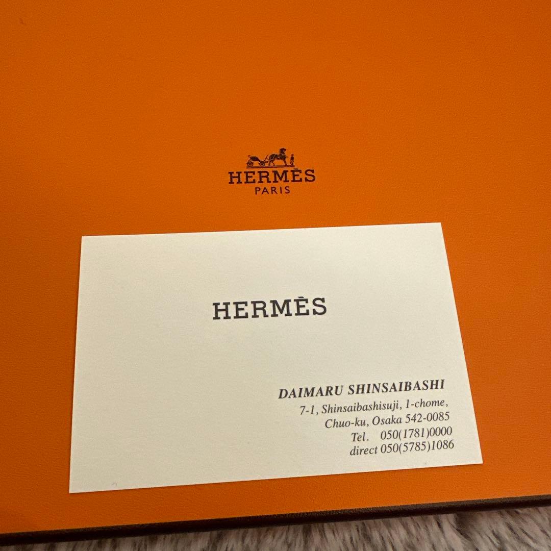 HERMES エルメス　カシミアマフラー　黒/グレー