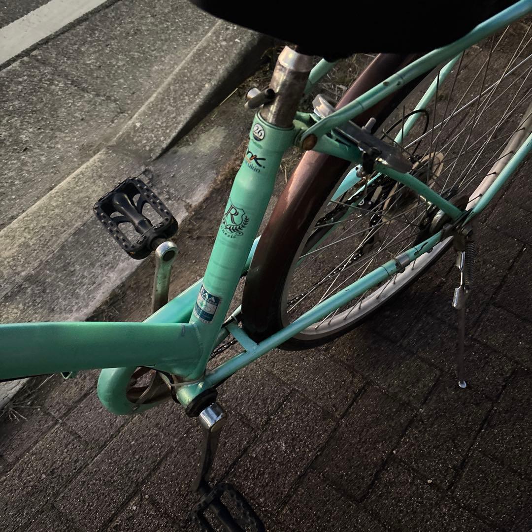 【直接の引き渡し】26インチミントグリーン 前面バスケット付き