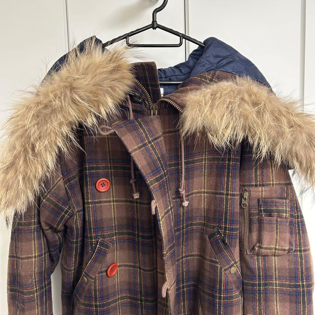 swagger チェック柄 ファーコート アウター