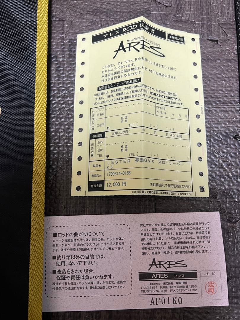 【最終価格】　ARES レスター夢墨GVX 806 スローテーパー