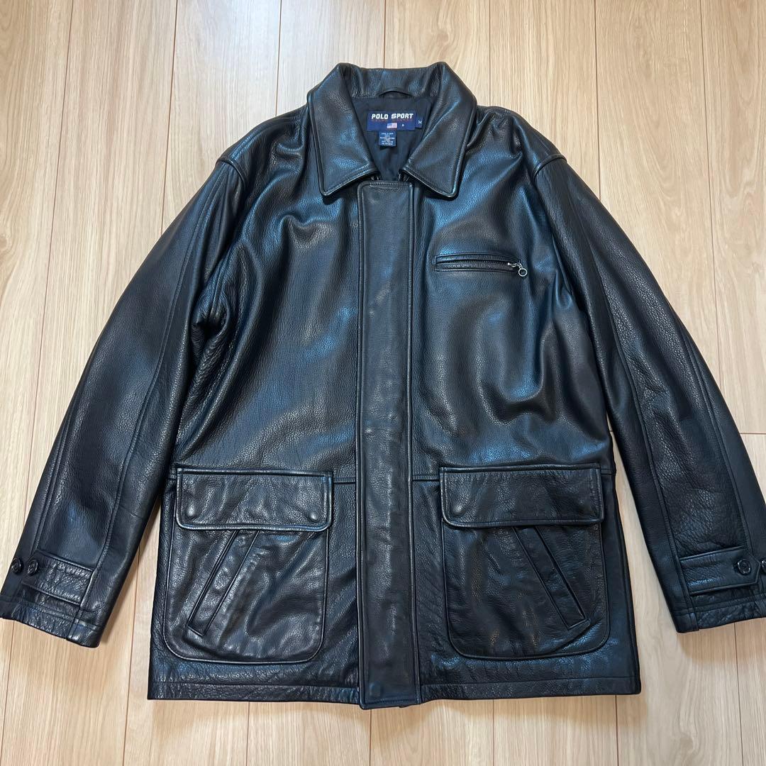 希少価値 POLO SPORT 本革レザージャケット カーコート ラルフローレン