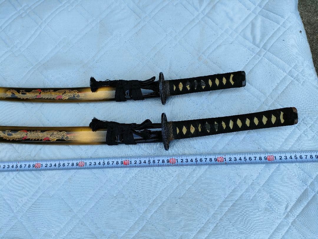 G*W様 模造刀 2本セット　龍　黒鞘 金 コスプレ　日本刀レプリカ