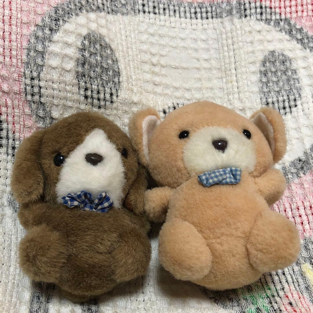 昭和レトロ ヴィンテージ メーカー名不明 犬＆熊 ぬいぐるみ 中古品