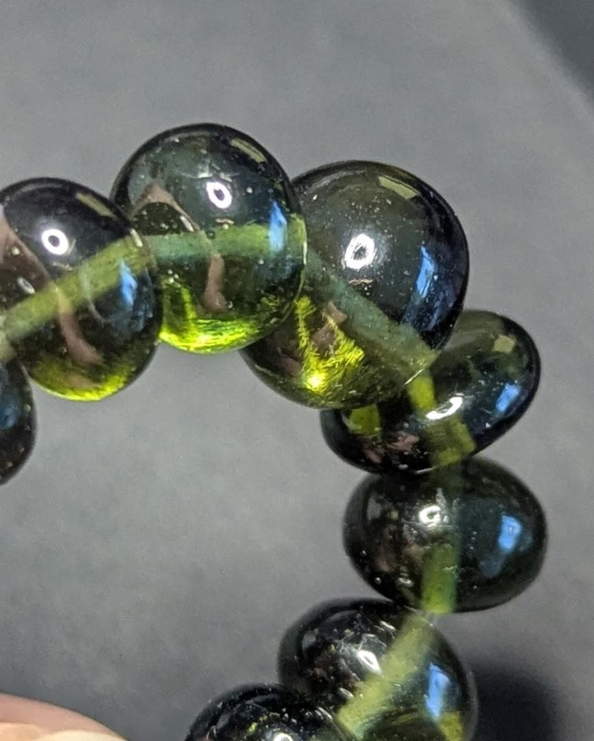 値下げ リングおまけ付き【希少極美】モルダバイトボタンタイプブレスレット