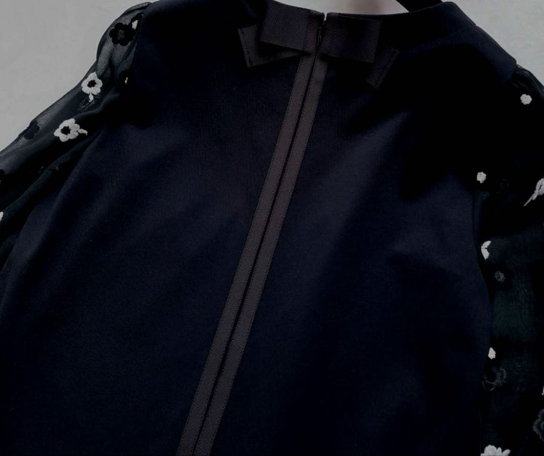 エムズグレイシー ブラック フラワー刺繍 シースルーワンピース　42