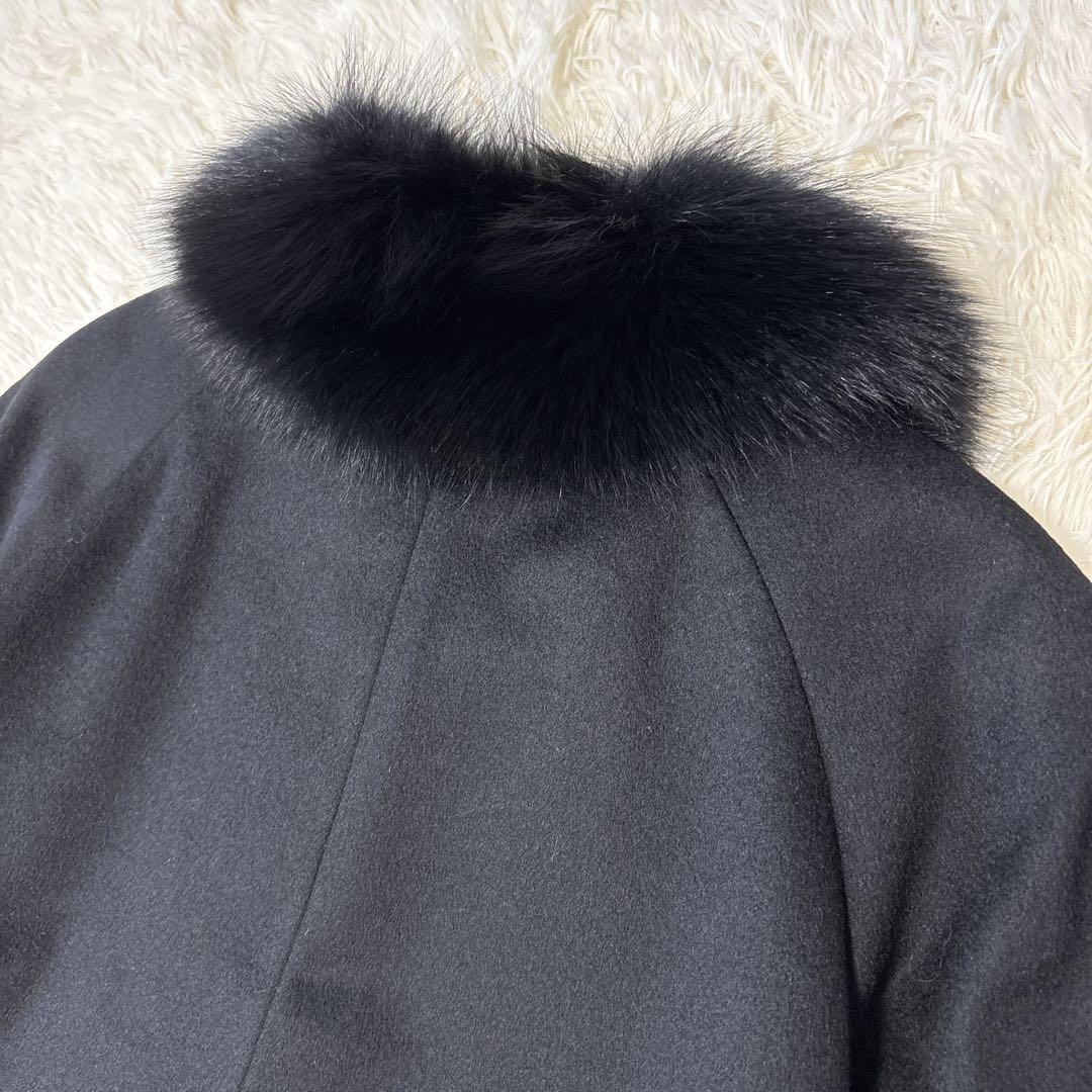 ピエールバルマン カシミヤ100 ロングコート フォックスファー 11AR