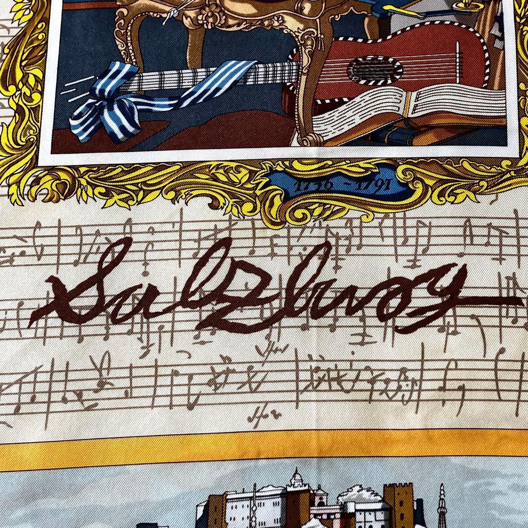 ★美品★エルメス　カレ90 ザルツブルグにて　スカーフ　シルク　バイオリン　音楽