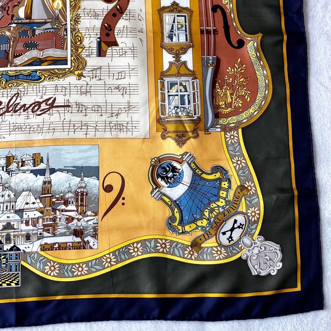 ★美品★エルメス　カレ90 ザルツブルグにて　スカーフ　シルク　バイオリン　音楽