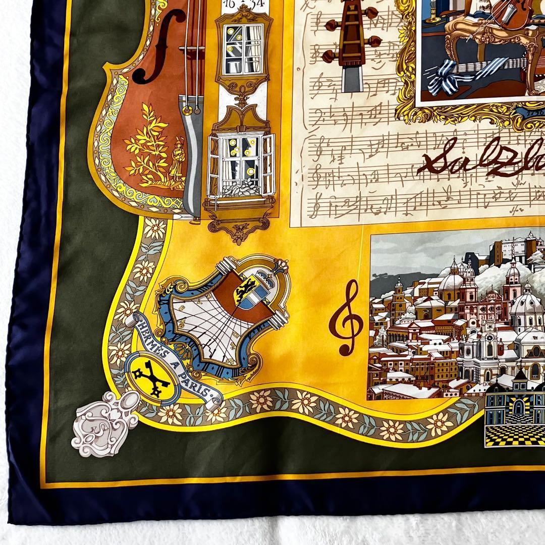 ★美品★エルメス　カレ90 ザルツブルグにて　スカーフ　シルク　バイオリン　音楽