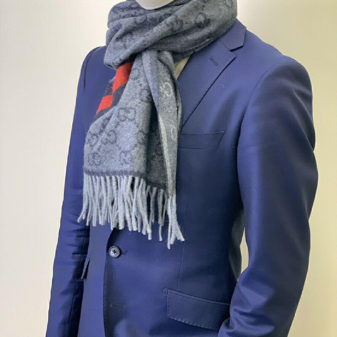 ❤新品箱袋付❤ GUCCI マフラー ストールショール スカーフ❤ネイビー❤