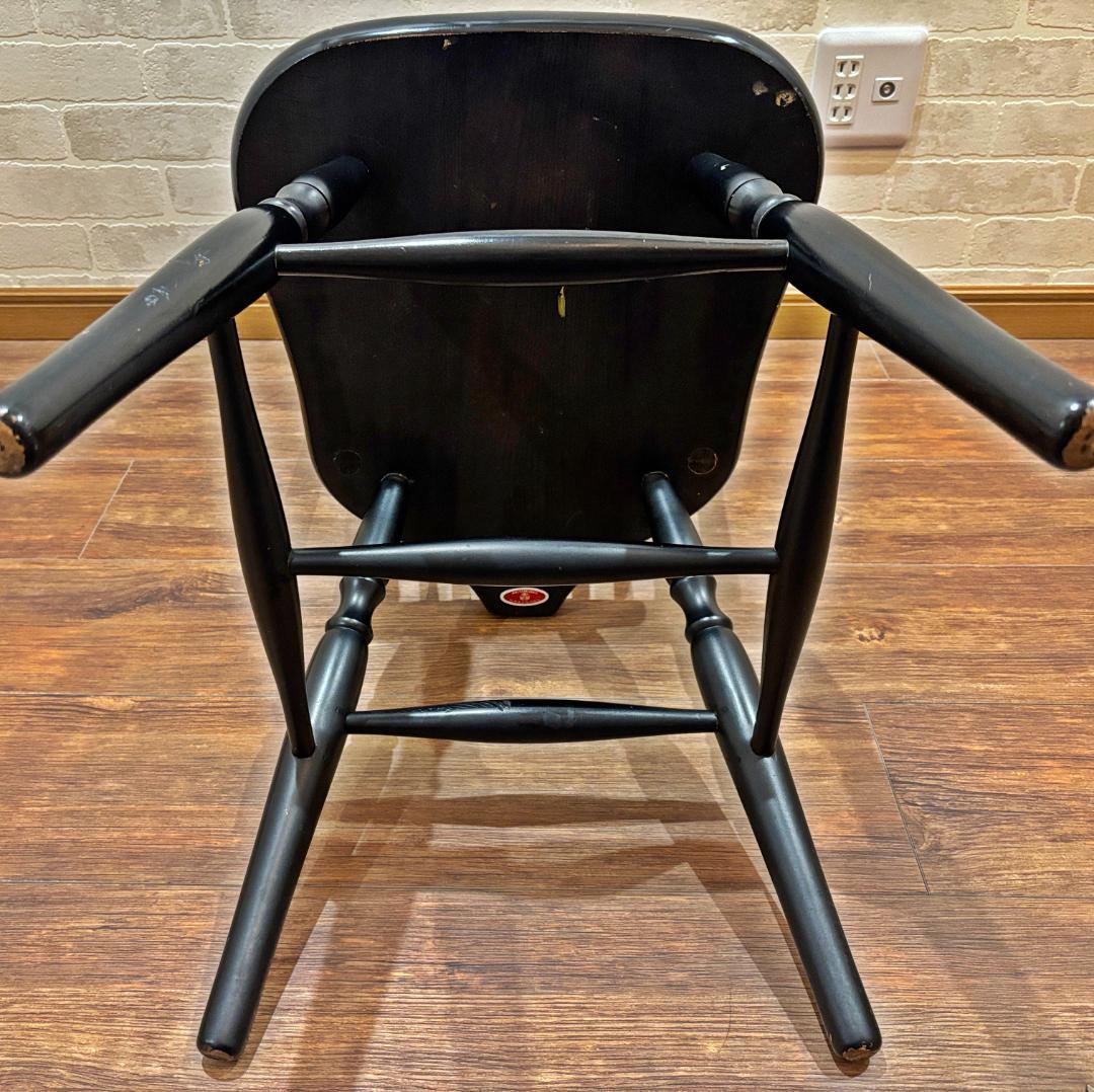 秋田木工 アンティーク レトロ ブラック スピンドルバック ウィンザー