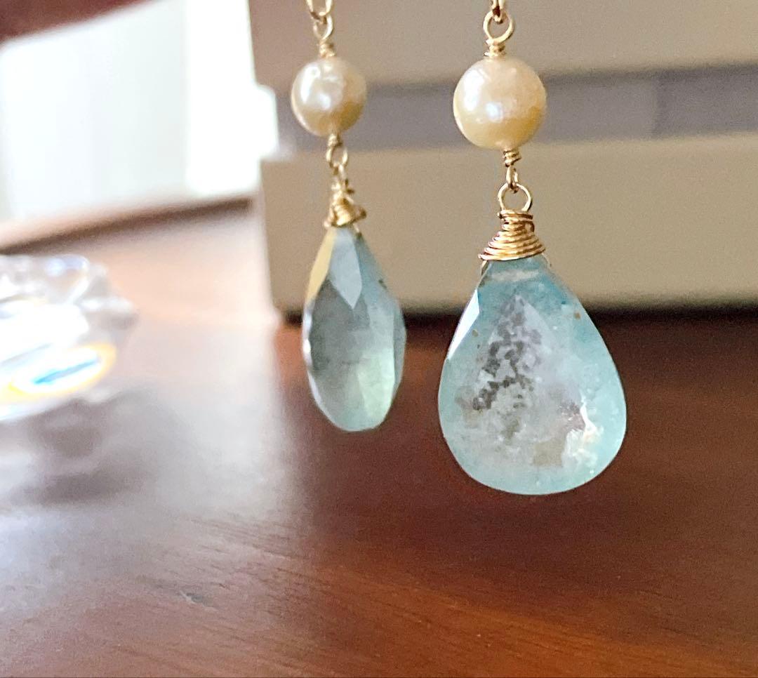 Kaya◆希少石✧大粒✧シンデレラアクアマリンチャーム✧あこや真珠