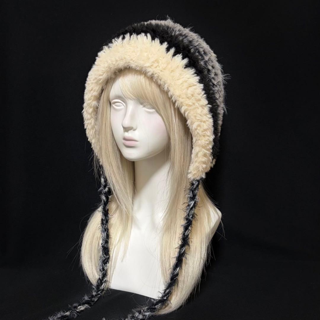 【さき】ボンネット ニット帽 ハンドメイド 編み物