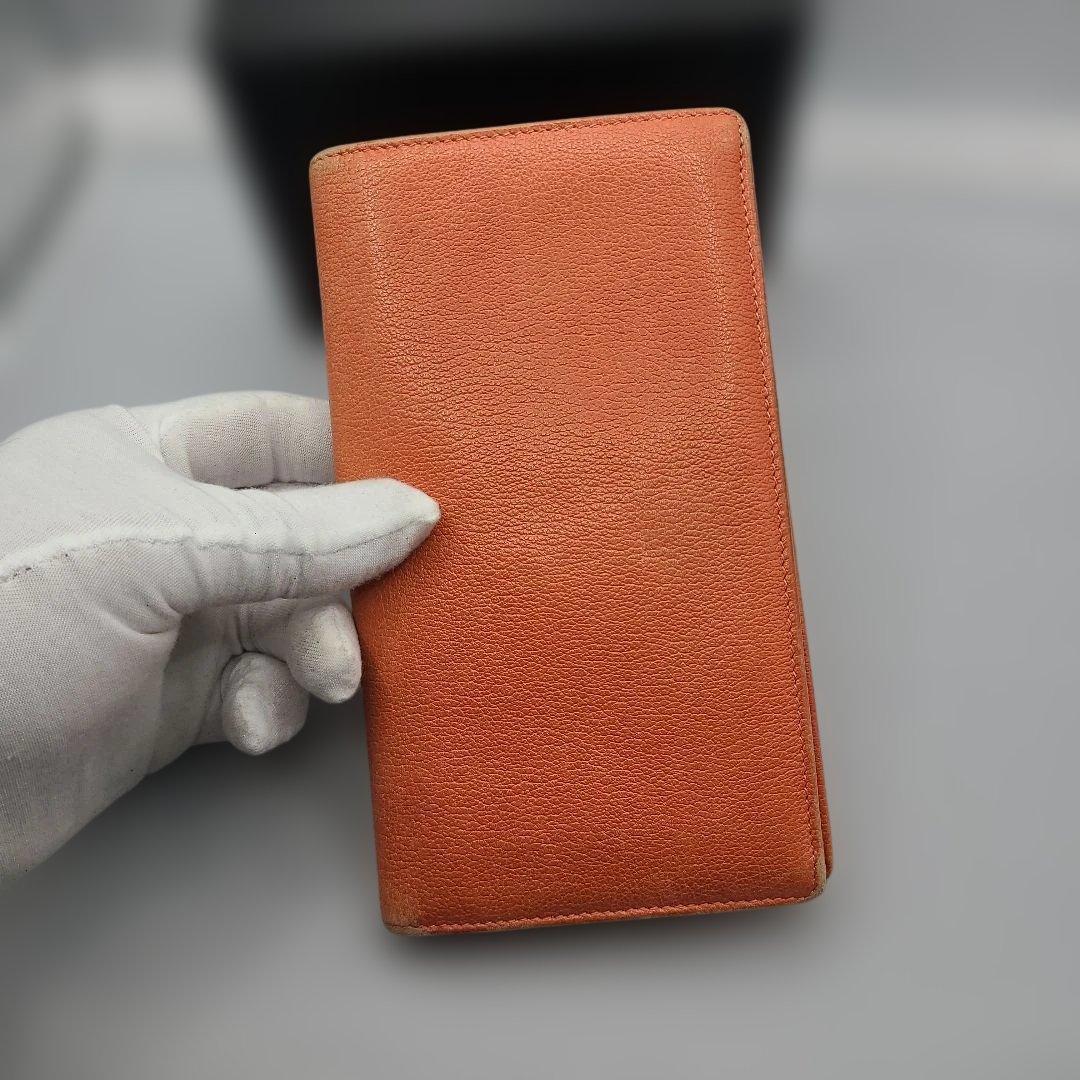 CHANEL 長財布 オレンジ レザー