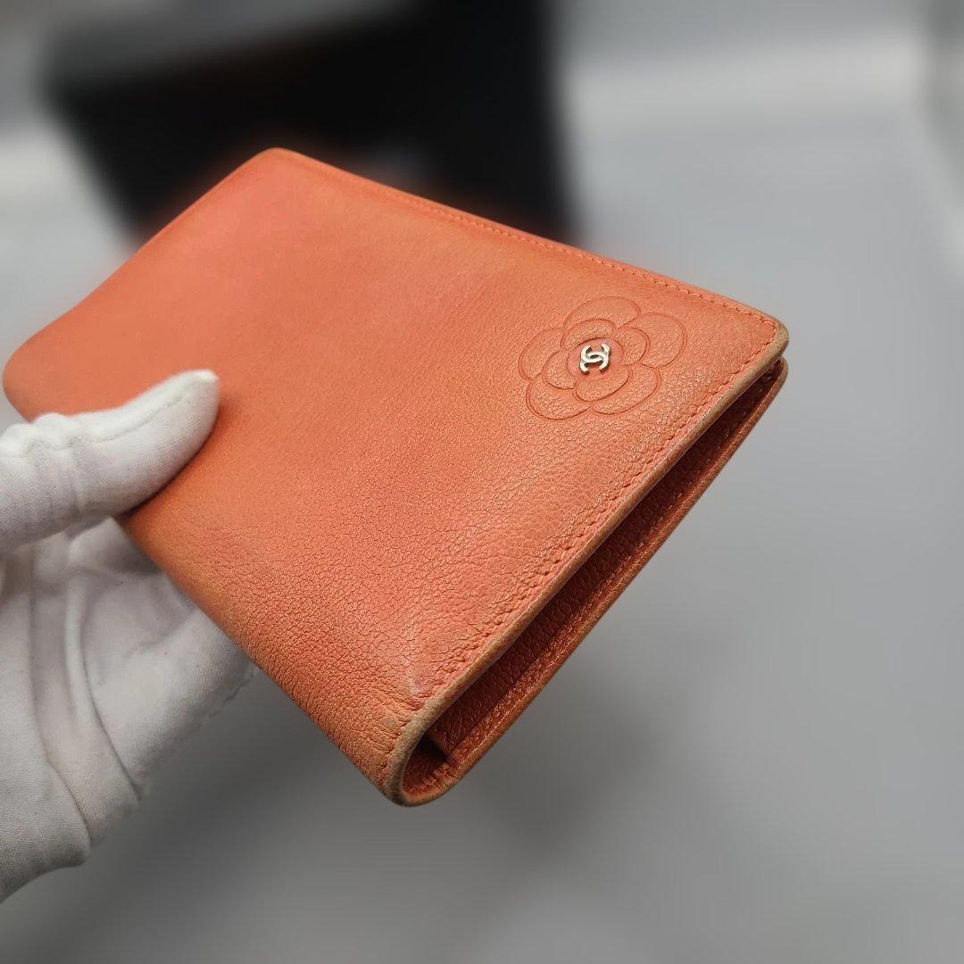 CHANEL 長財布 オレンジ レザー