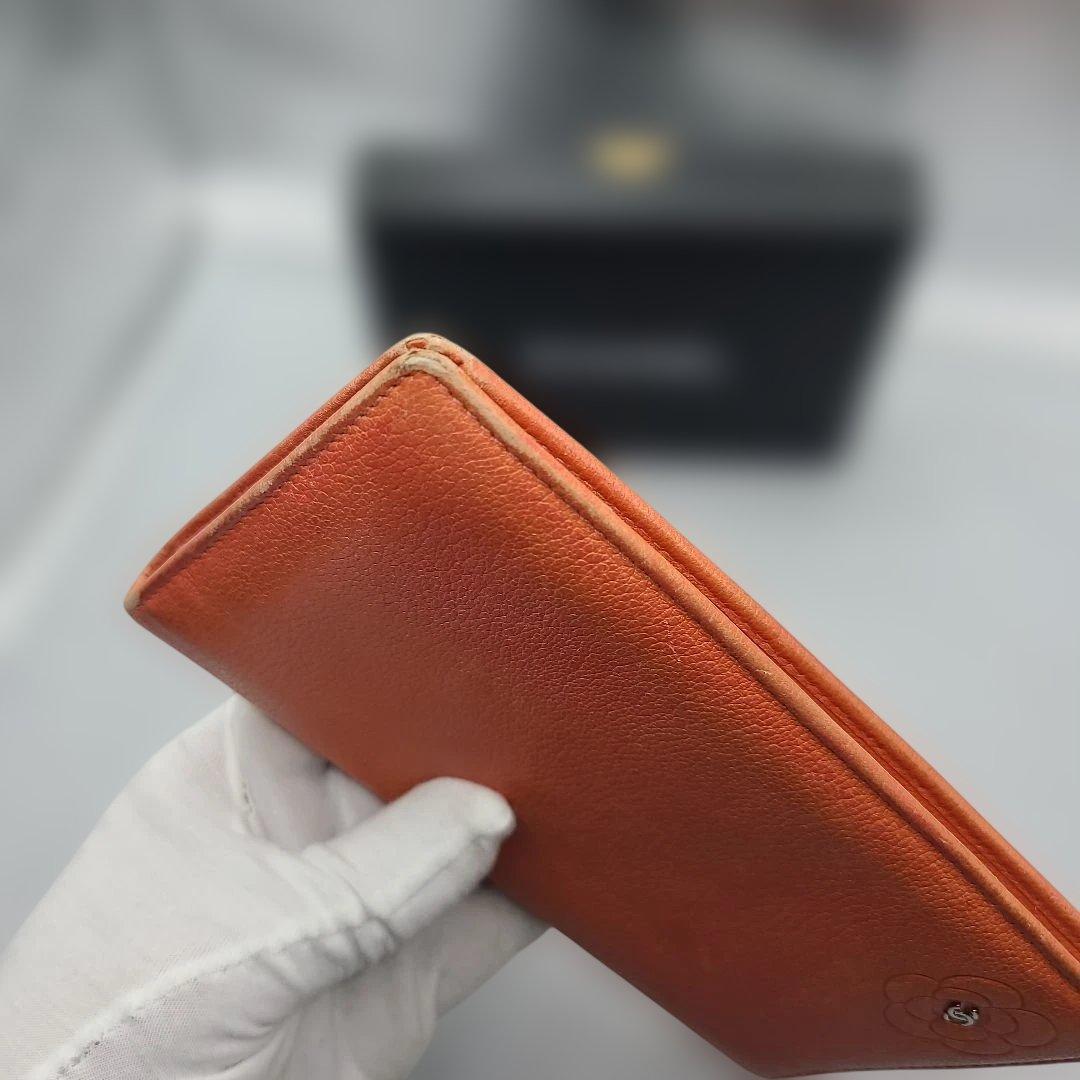 CHANEL 長財布 オレンジ レザー