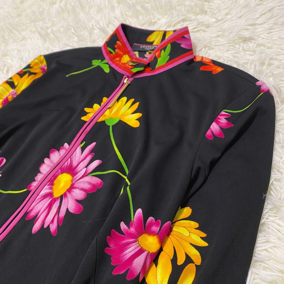 【LEONARD】 ミニワンピース チュニック チャイナ風 花柄 長袖