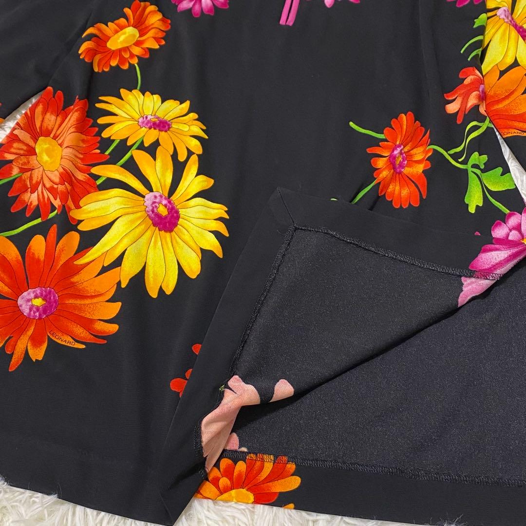 【LEONARD】 ミニワンピース チュニック チャイナ風 花柄 長袖