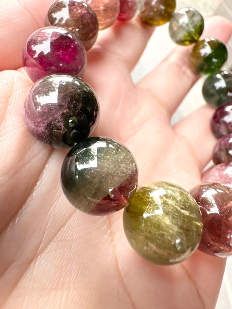 ウォーターメロントルマリン 13.5mm 大玉 ブレスレット 天然石 トルマリン