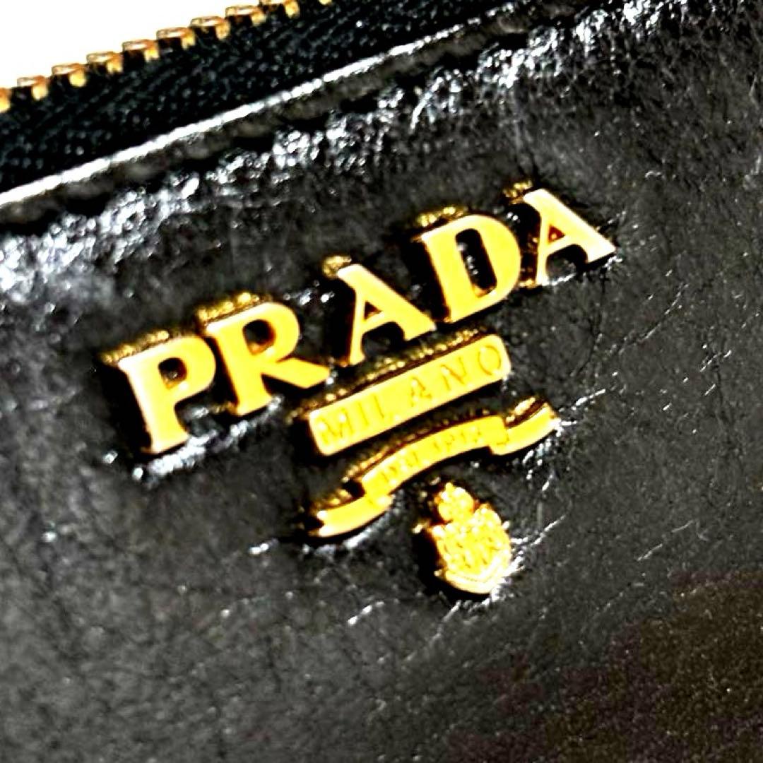 あこPRADA プラダ◆黒ブラック◆長財布◆ゴールドロゴ◆シリアルナンバー