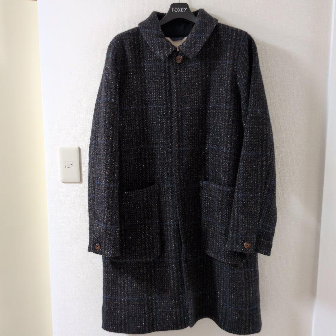 パラスパレス ロング ステンカラーコート チェック ウール 3