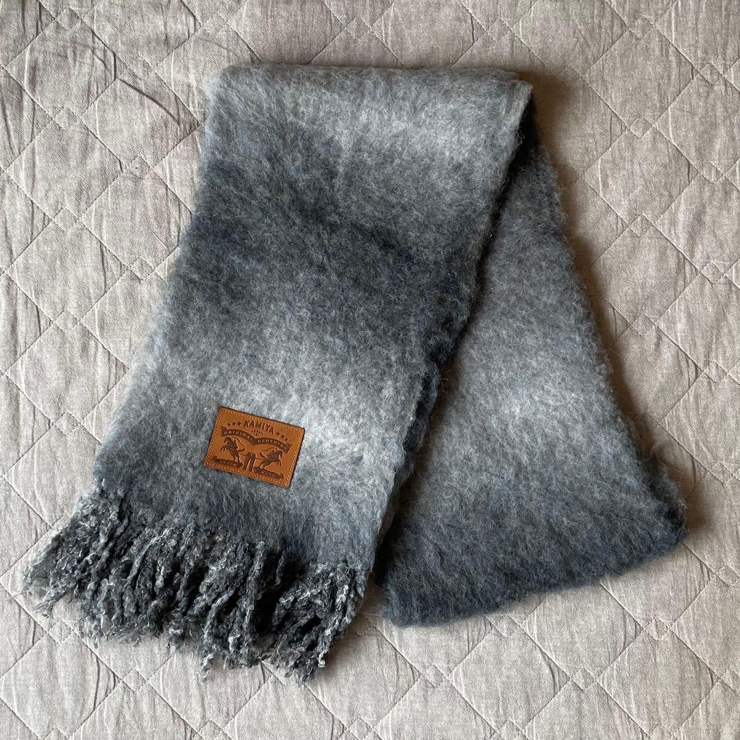 KAMIYA Dyeing Mufflar BLACK グラデーションマフラー