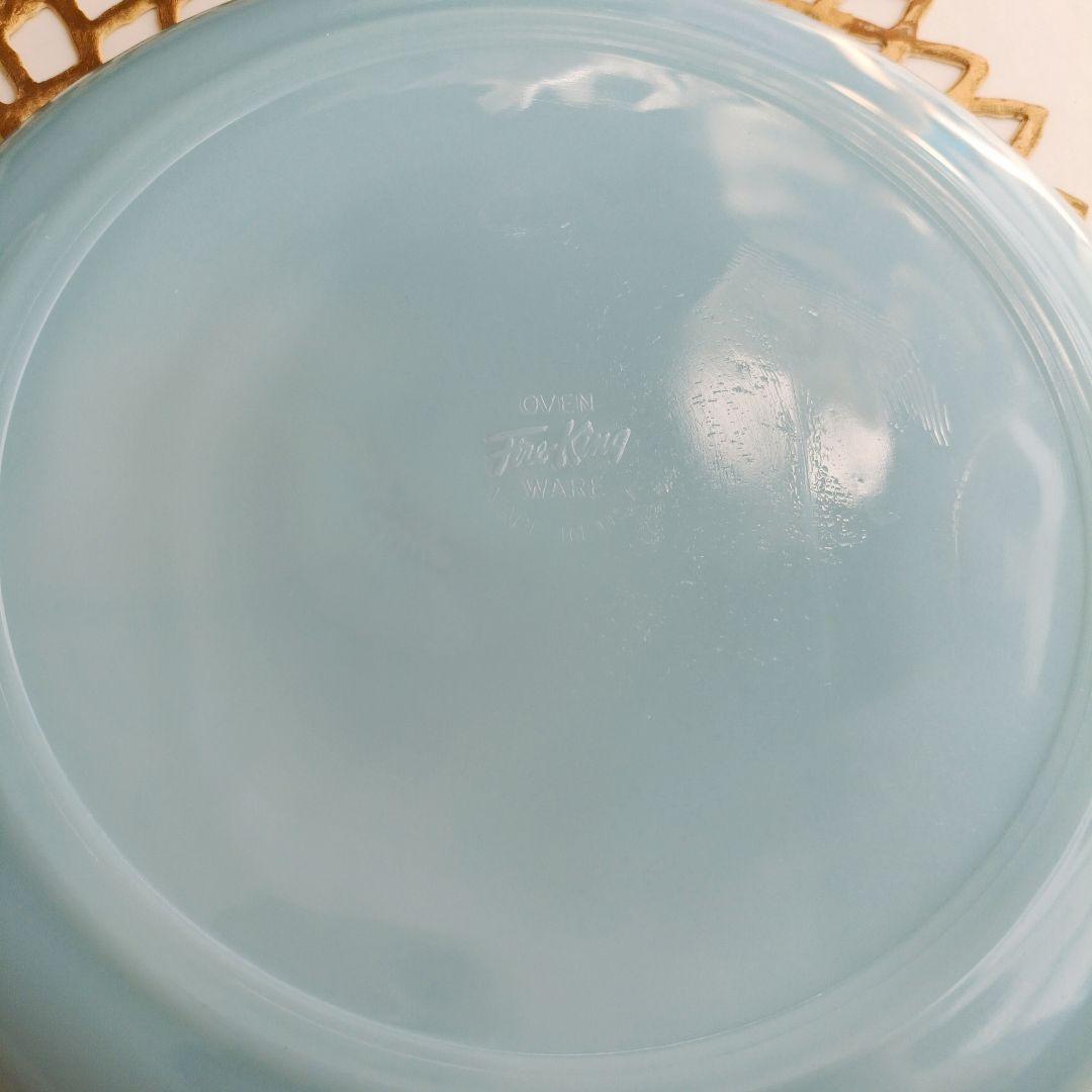 美品❁ファイヤーキング ターコイズブルー ディナープレート 9インチ 8枚セット