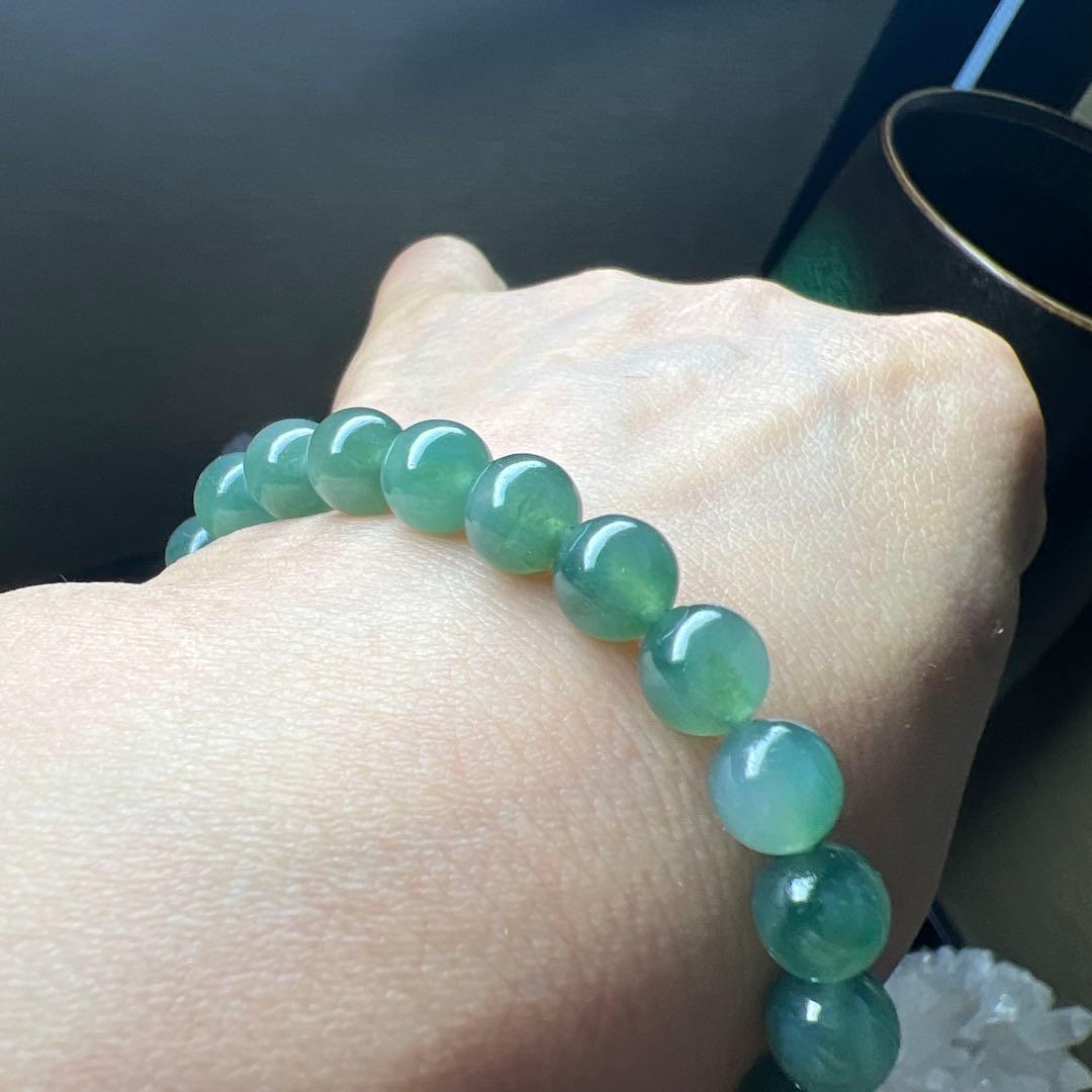 本翡翠、レアミャンマー産藍緑ブレスレット