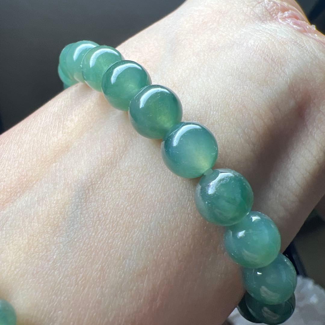 本翡翠、レアミャンマー産藍緑ブレスレット