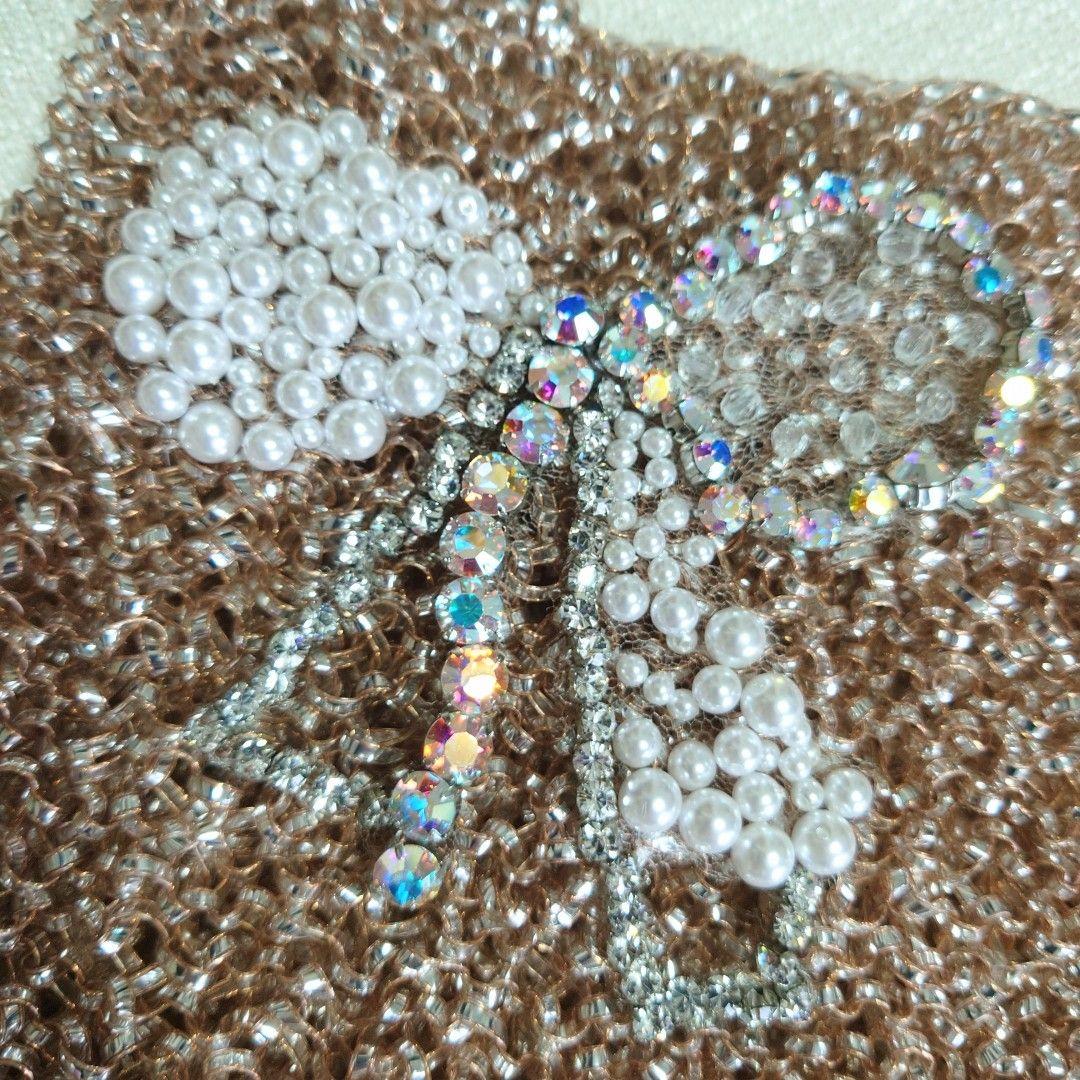 アンテプリマ　パーティーバッグ　ビーズ装飾　ベージュ