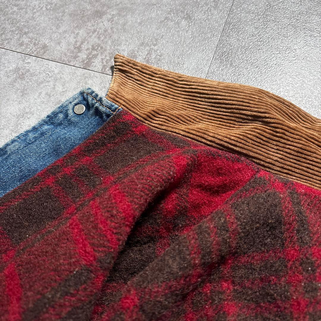 80s 白タグ　ラルフ　USA製　デニムジャケット　裏地ブランケット　XL 短丈