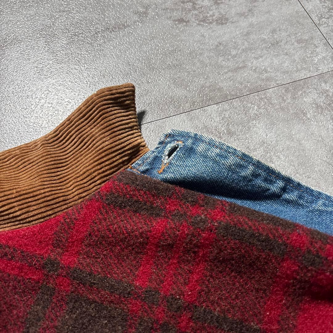 80s 白タグ　ラルフ　USA製　デニムジャケット　裏地ブランケット　XL 短丈