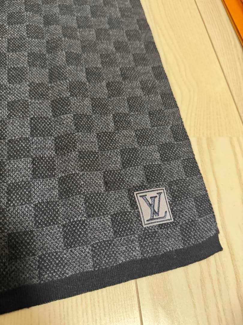 【美品】ルイヴィトン　ダミエ　マフラー　メンズ　正規品LOUIS VUITTON