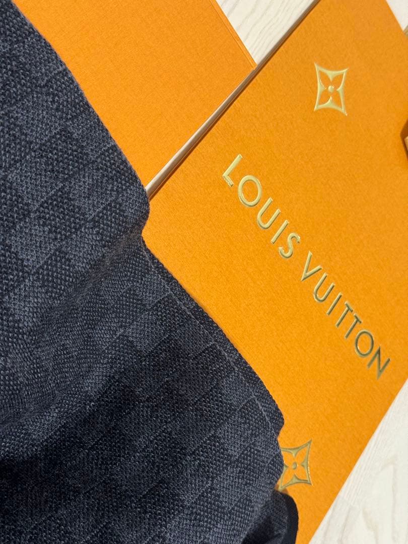 【美品】ルイヴィトン　ダミエ　マフラー　メンズ　正規品LOUIS VUITTON