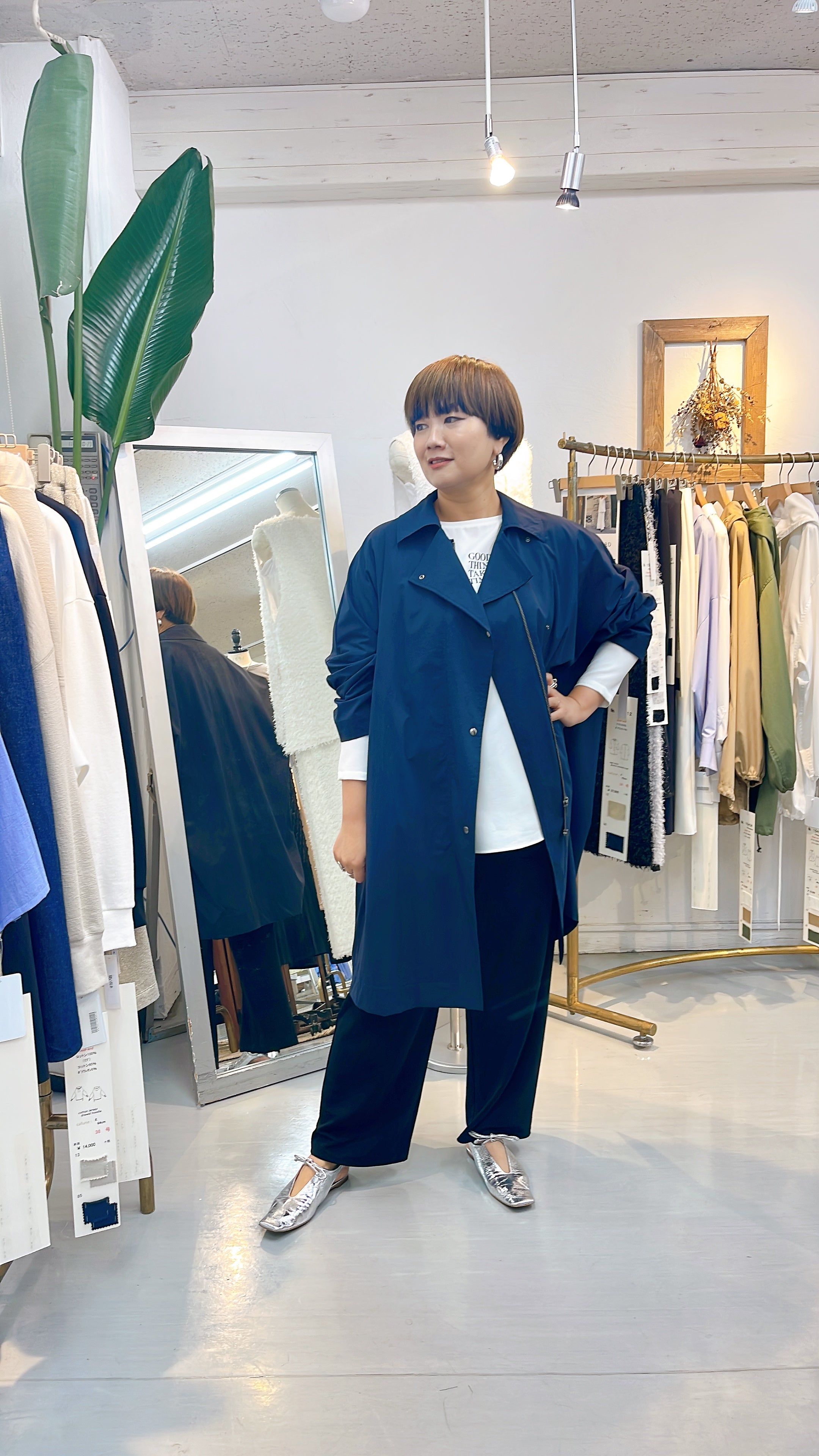 cafune】マットナイロンストレッチポンチョコート/515412