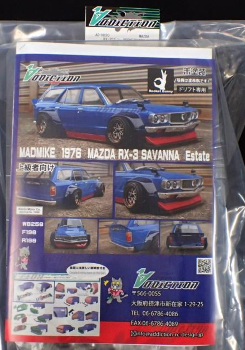 Mazda RX-3 Wagon PANDEM 1-10 Body Set (198mm F/R) Mad Mike D1GP